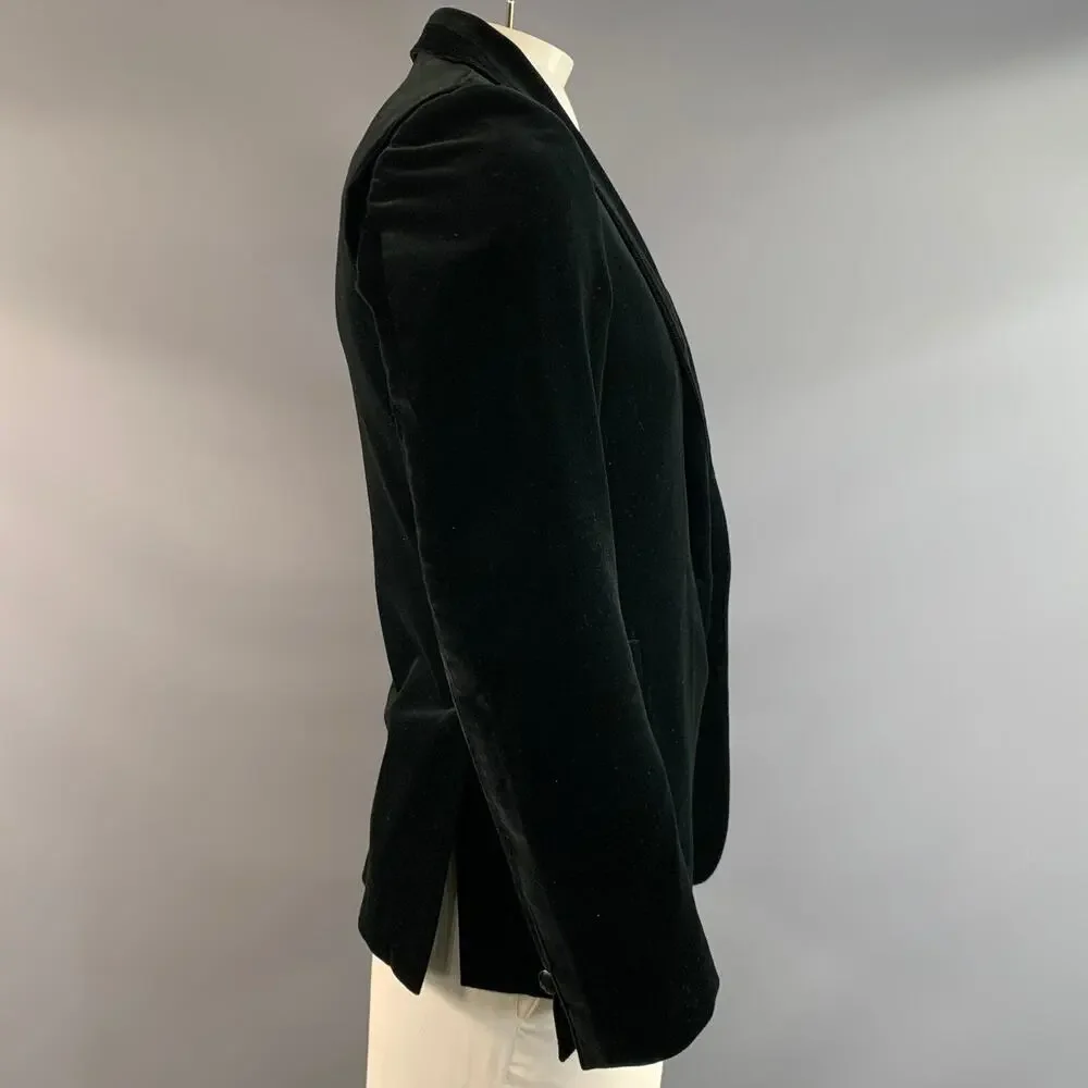 KIRYUYRIK Chest Size XXL Black Cotton Peak Lapel Sport Coat